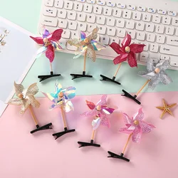 5pcs Women's Multicolor Windmill Hair Clips Cute And Sweet Windmill Plastic Hairpin For Graduations Kindergartens Festival Pins