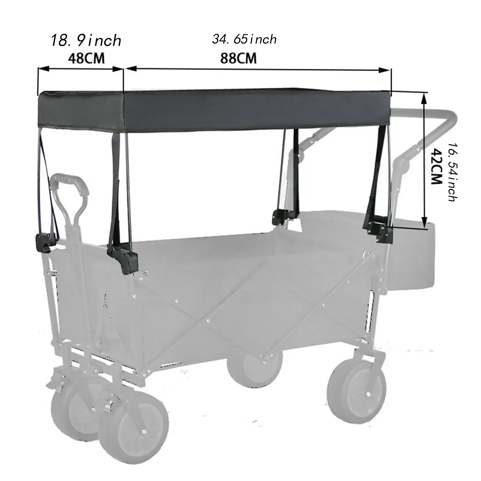 Detachable Awning Canopy Rain Sun Wagon Cover Oxford Cloth Portable Outdoor Camping Accessory for Garden Cart image 4
