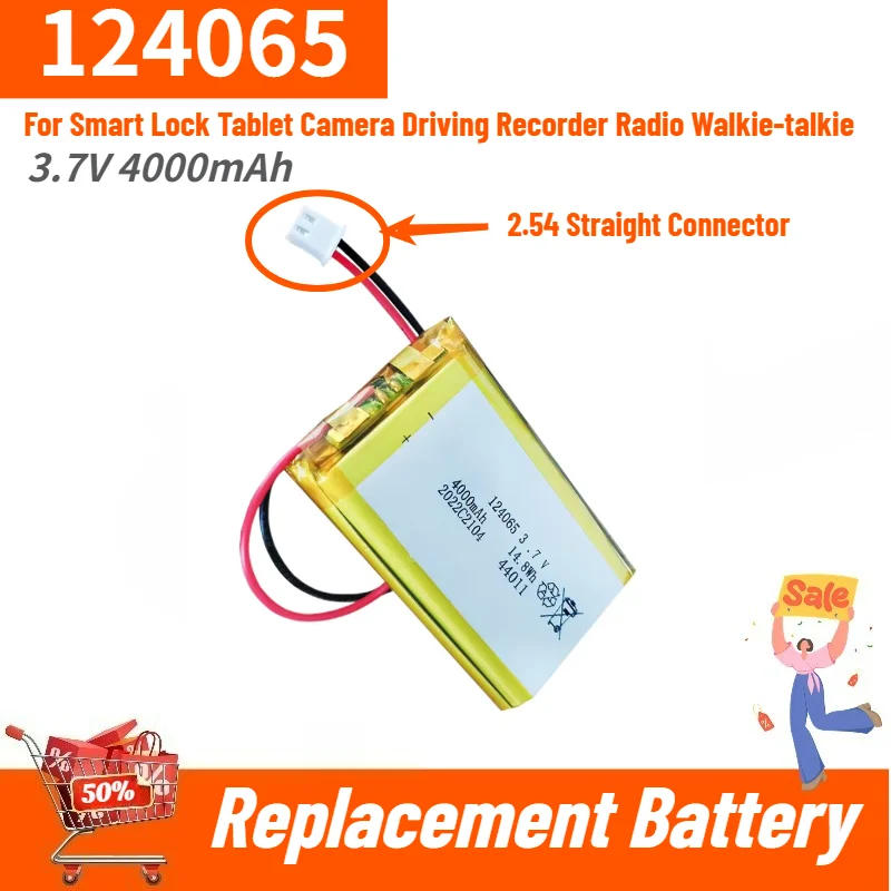 124065 Battery for Smart Lock Tablet Camera Driving Recorder Radio Walkie-talkie High Quality Replacement Battery 3.7V 4000mAh