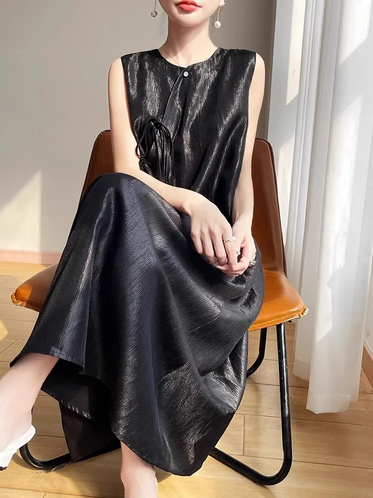 실크 아세테이트 새틴 라운드 네 드 여성 디자인 센세이션 컬러 미디 스커트 슬림 베스트 드 출퇴근용 하이 웨이스트...