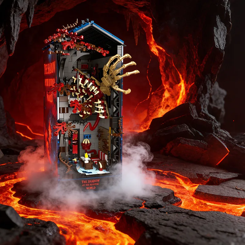 Nouveau livre coin Miniature BUilding blocs Kit étranger Vecna horloge figurines onze Van Demogorgon 3D Puzzle étagère enfants cadeaux