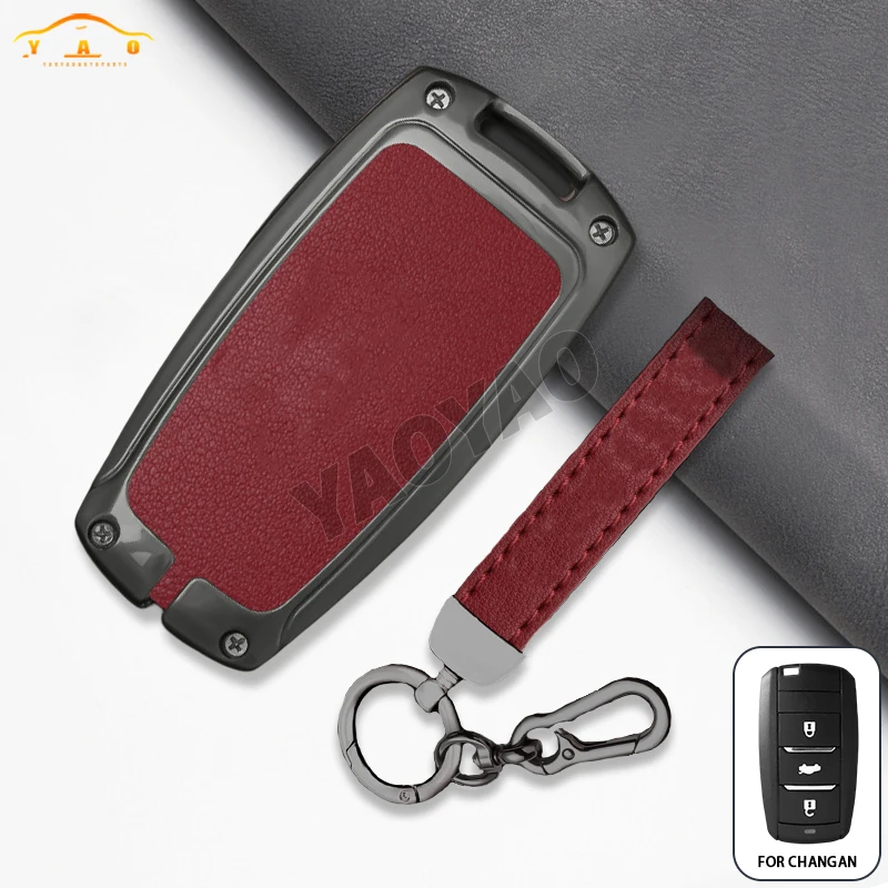 

Zinc Alloy Leather Key Cases Holder Cover for Changan Eado CS35 Raeton CS15 V3 V5 V7 Accessories