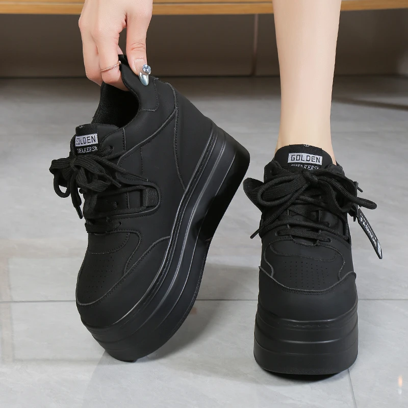 New Autumn Women High Platform Shoes Height Increasing Casual Shoes 11CM Thick Sole Trainers Breathable Shoes Women Sneakers - view 4