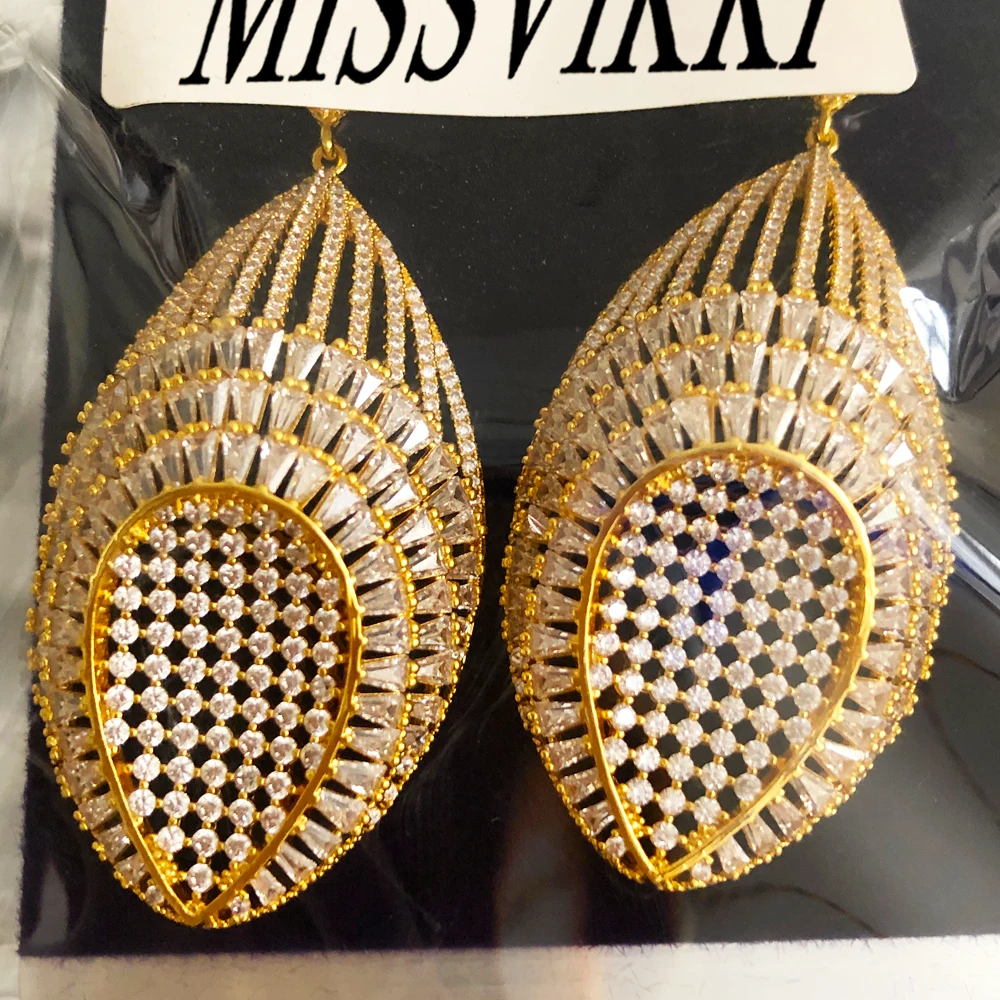 

Missvikki Fashion Luxury Skeleton Pendant Drop Earrings Full Cubic Zirconia for Women Wedding Trendy Earrings New Gorgeous