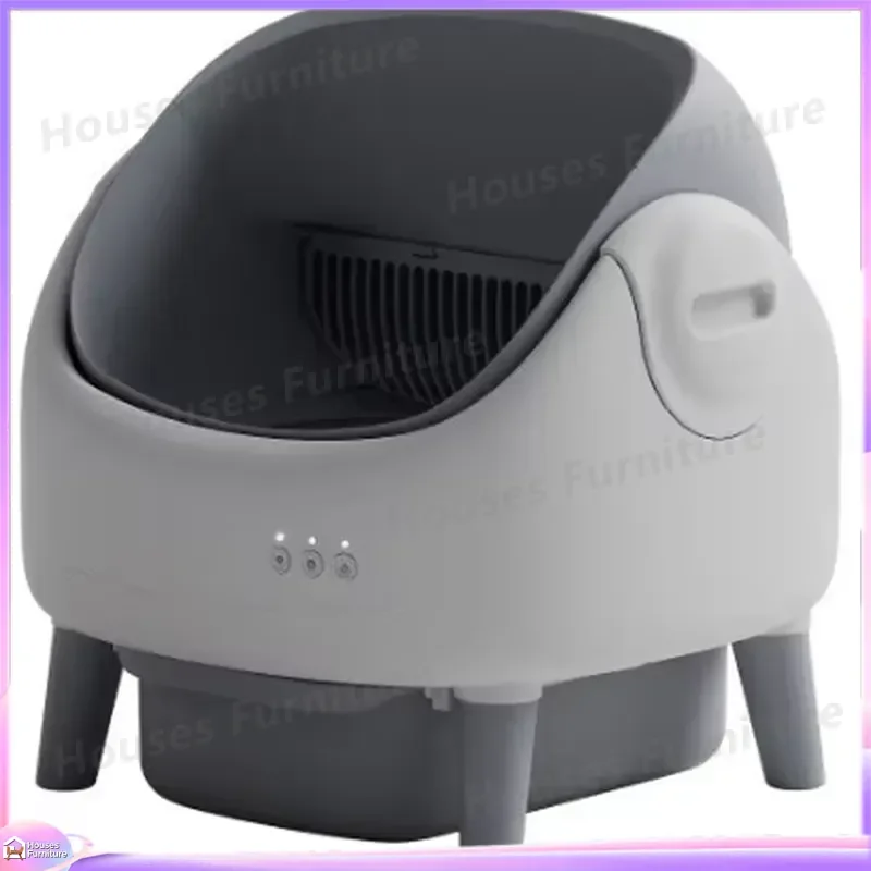 Large Automatic Cat Litter Box with Dual Sensor Protection Splash Proof Smart Self Cleaning ABS Plastic Cat Toilet for