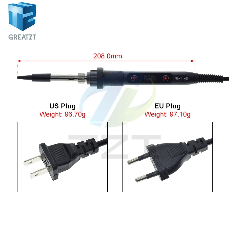 80W Electric Soldering Iron Adjustable Temperature 110V US Plug / 220V EU Plug Digital Display Electronic Welding Repair Tools