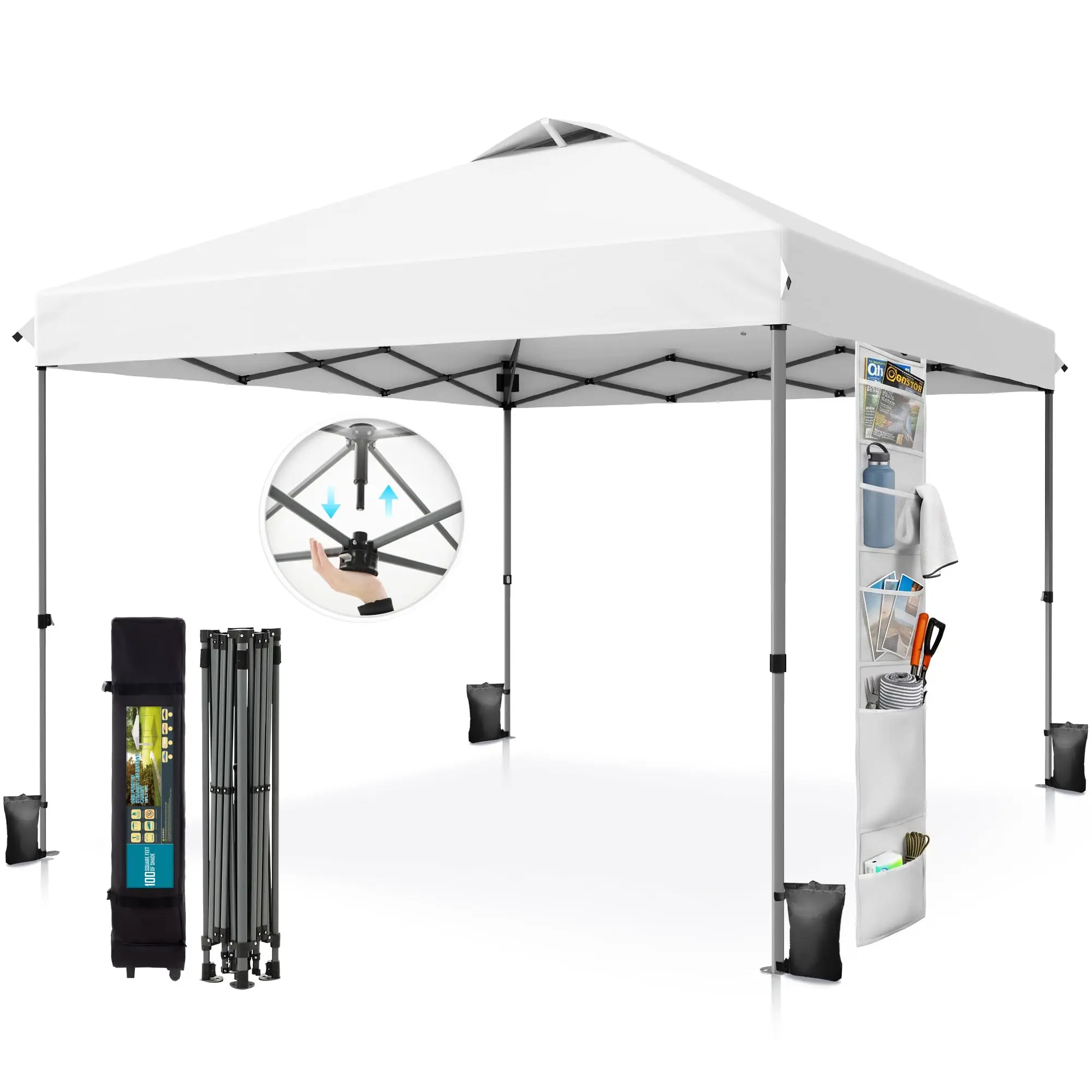 10x10 Pop up Canopy Tent, One Push Easy Set Instant Shade Tents | Canopies 100 Sq.Ft Waterproof UV Resistant Vented