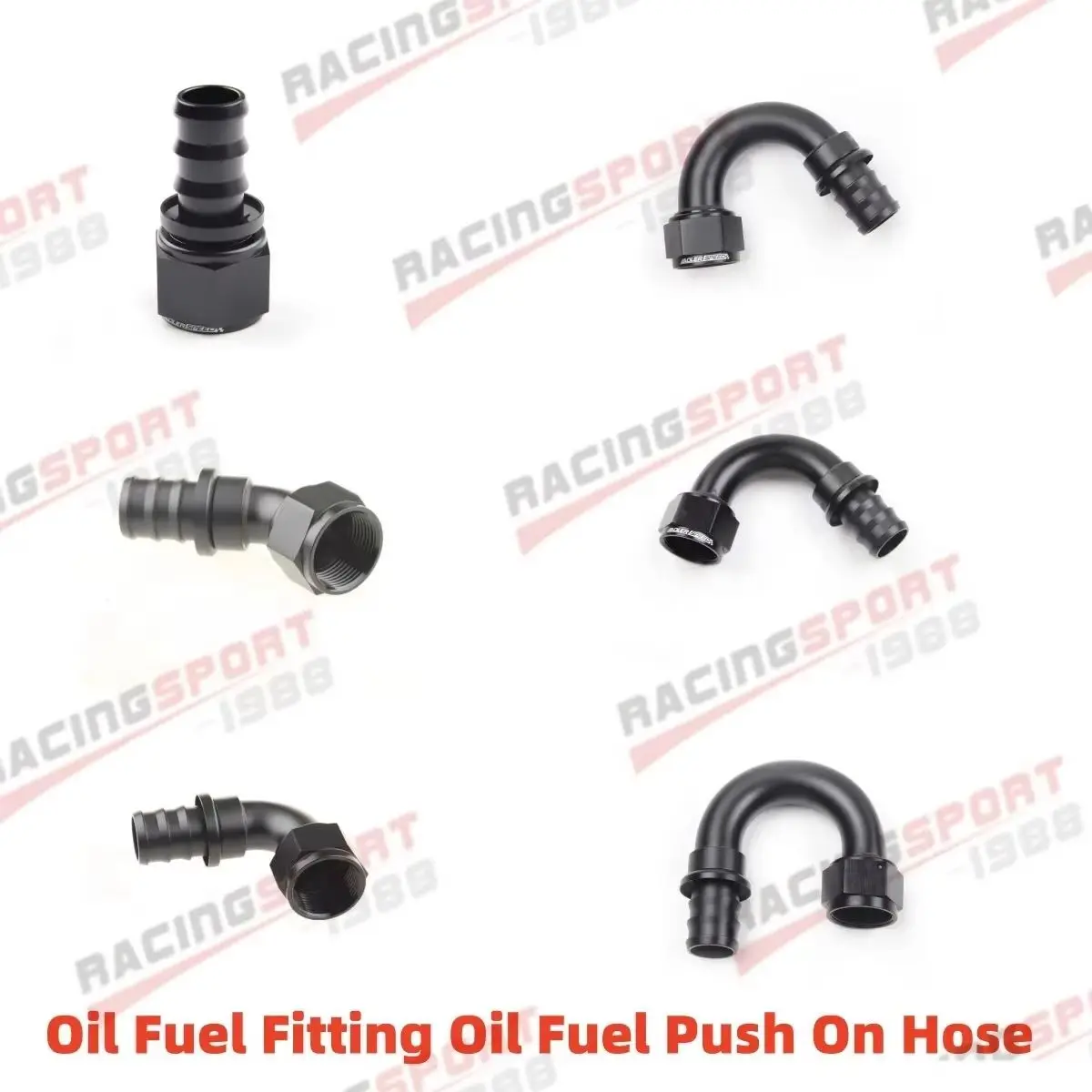 Universal  Aluminum AN4 AN6 AN8 AN10 AN12 AN16 Oil Fuel Fitting Oil Fuel Push On Hose 0 90 45 180 Degree Rubber Tube Hose End
