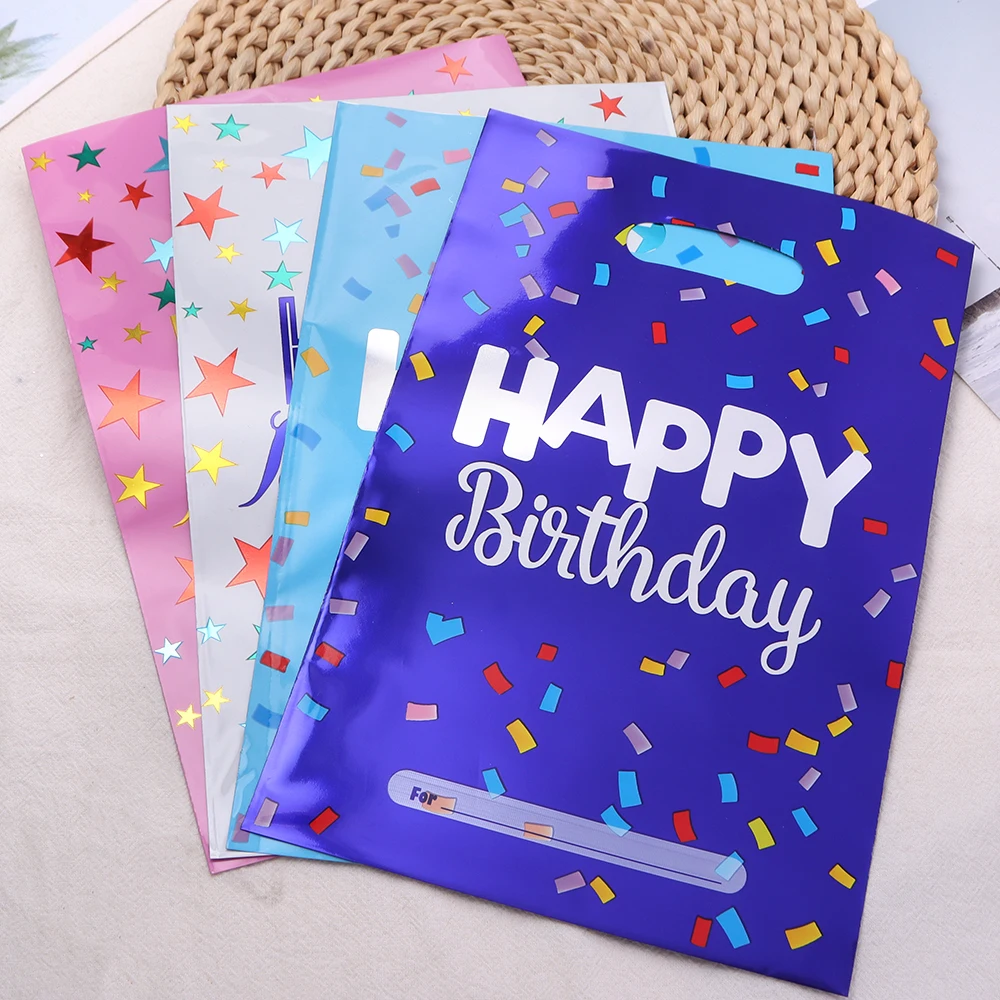 10 Stück 16x25cm Happy Birthday Stern-Bedruckte Beutel Plastik-Schmuck-Geschenkverpackungstasche für Jungen und Mädchen Kindergeburtstags-Party-Geschenke Zubehör – Detail 7