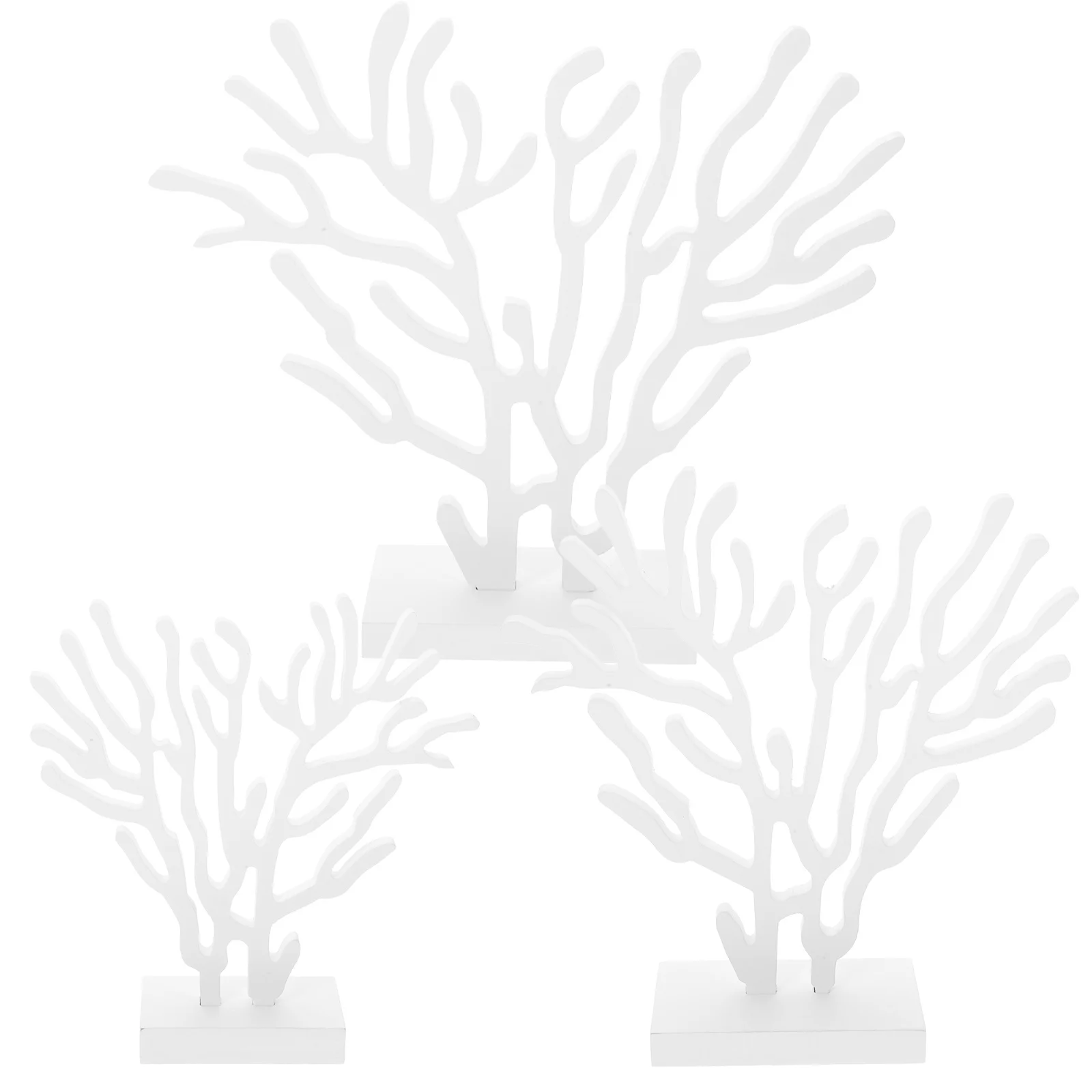 3Pcs Wood Coral Coastal Decor Mediterranean Artware Natural Ocean Centerpiece for Home Desk Office Indoor