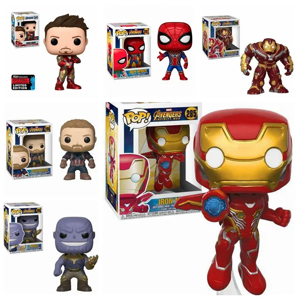 FUNKO POP Vengadores Liga Final Battle: Hulk Iron Man capitán estadounidense Thanos Iron Spider colección de muñecos de acción modelo juguetes para niños