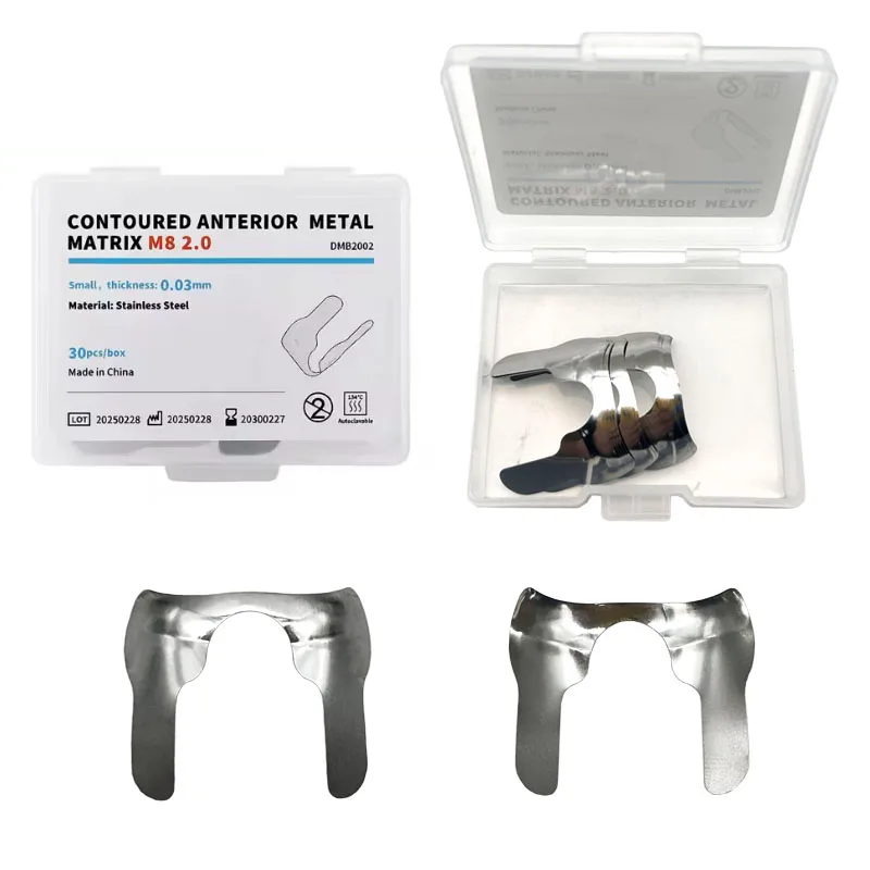 30Pcs Dental Matrix Contoured Anterior Matrices Bands Sectional Matrix System Twin Anterior Metal Matrix Small Dental Materials view 6