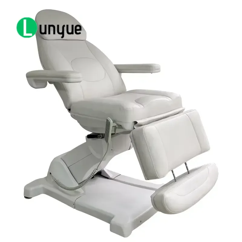 White 4 Motor Electric Rotating Massage Bed Modern Facial Beauty Eyelash Furniture Medical Clinic Spa Treatment Table