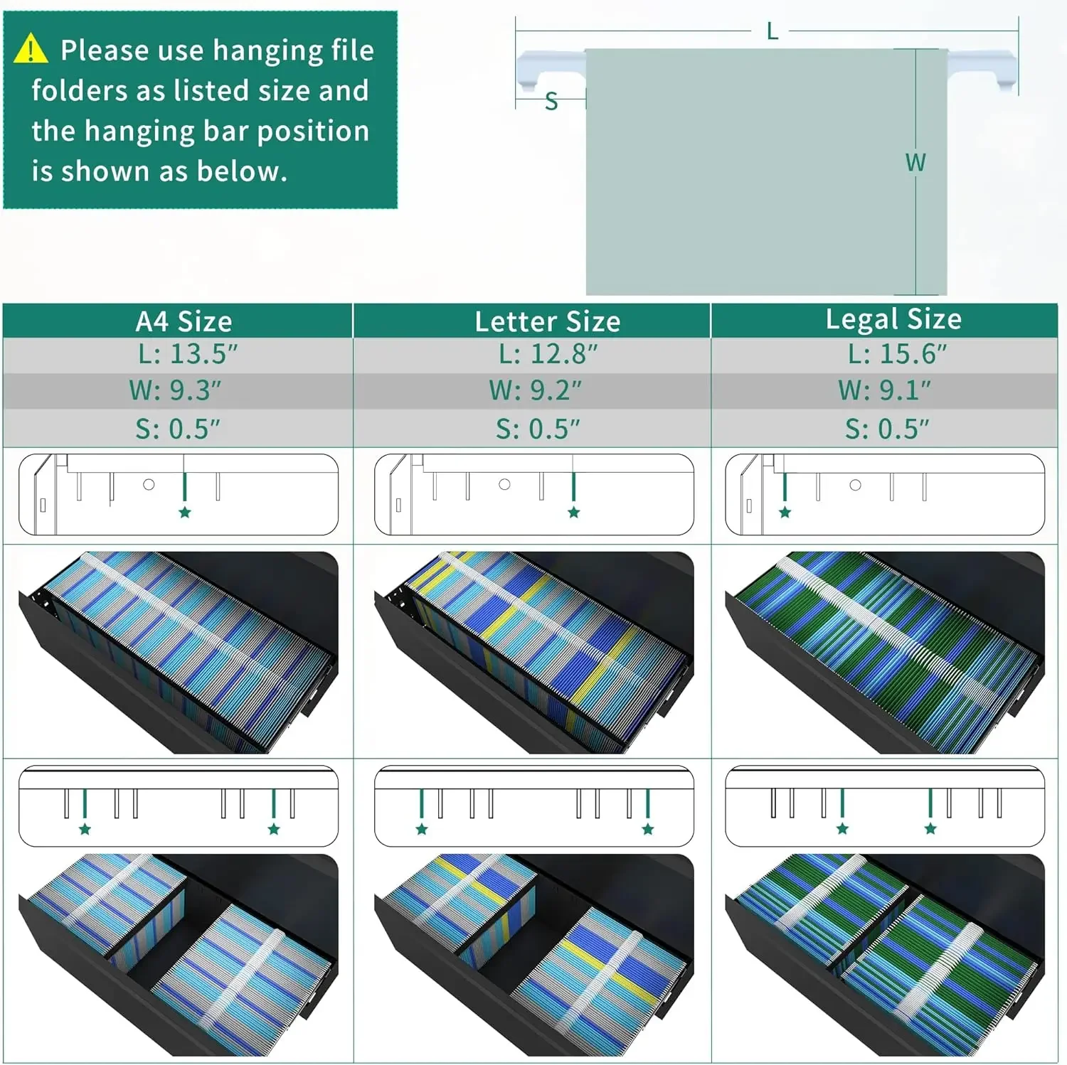 Armário de arquivo lateral YITAHOME com fechadura, armário de arquivo lateral largo de aço inoxidável de metal com 4 gavetas para tamanho A4 legal/carta,