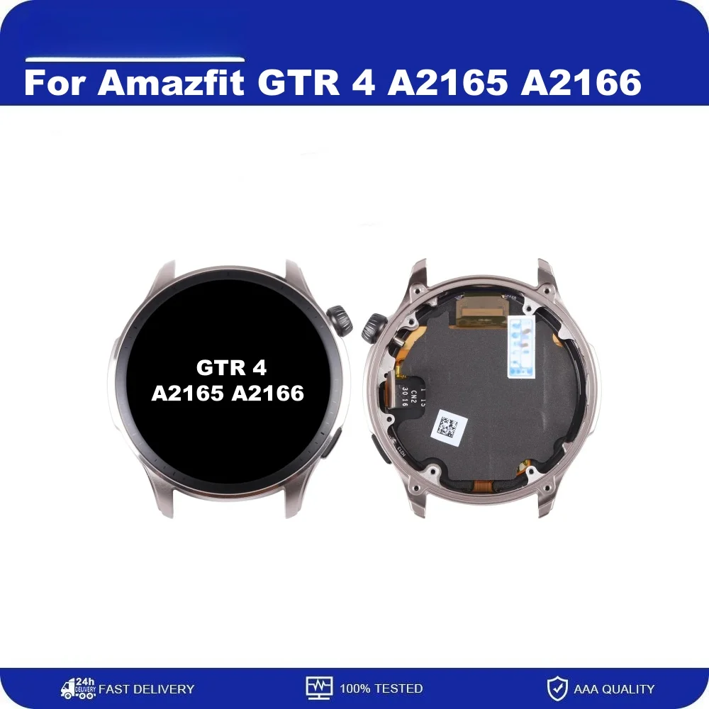 For Amazfit GTR 4 A2165 A2166 LCD Display Touch Screen Digitizer Assembly With Frame For Huami Amazfit GTR 4 GTR4