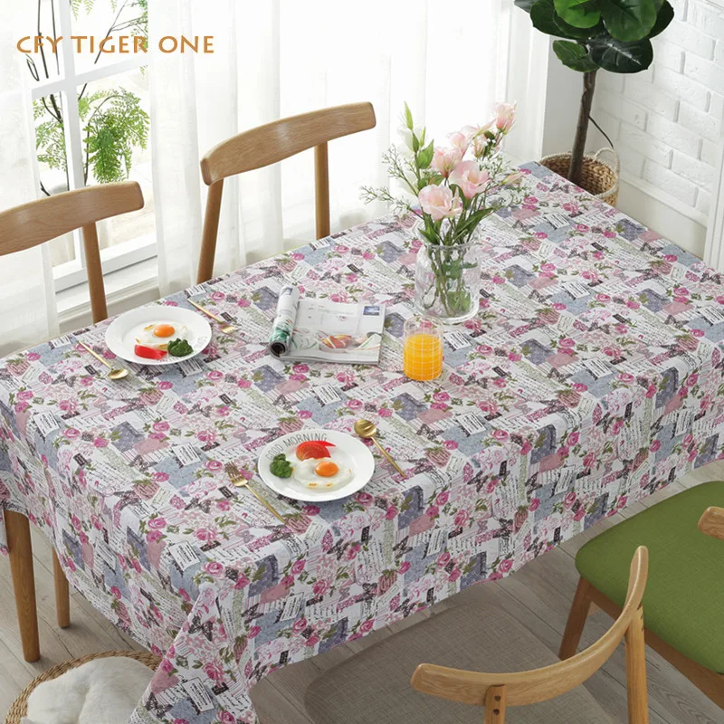 American Vintage Tablecloth Antifouling Rectangular Tablecloth Washable and Oil Resistant Coffee Table Mat Table Cover