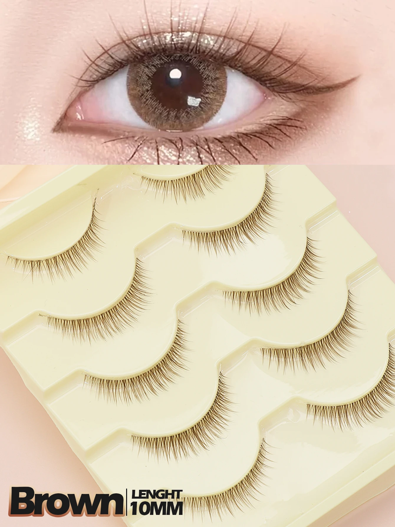 Ciglia di visone 3D marroni Ciglia di seta Ciglia naturali lunghe con estremità alate Ciglia allungate Ciglia lunghe naturali Manga Ciglia finte