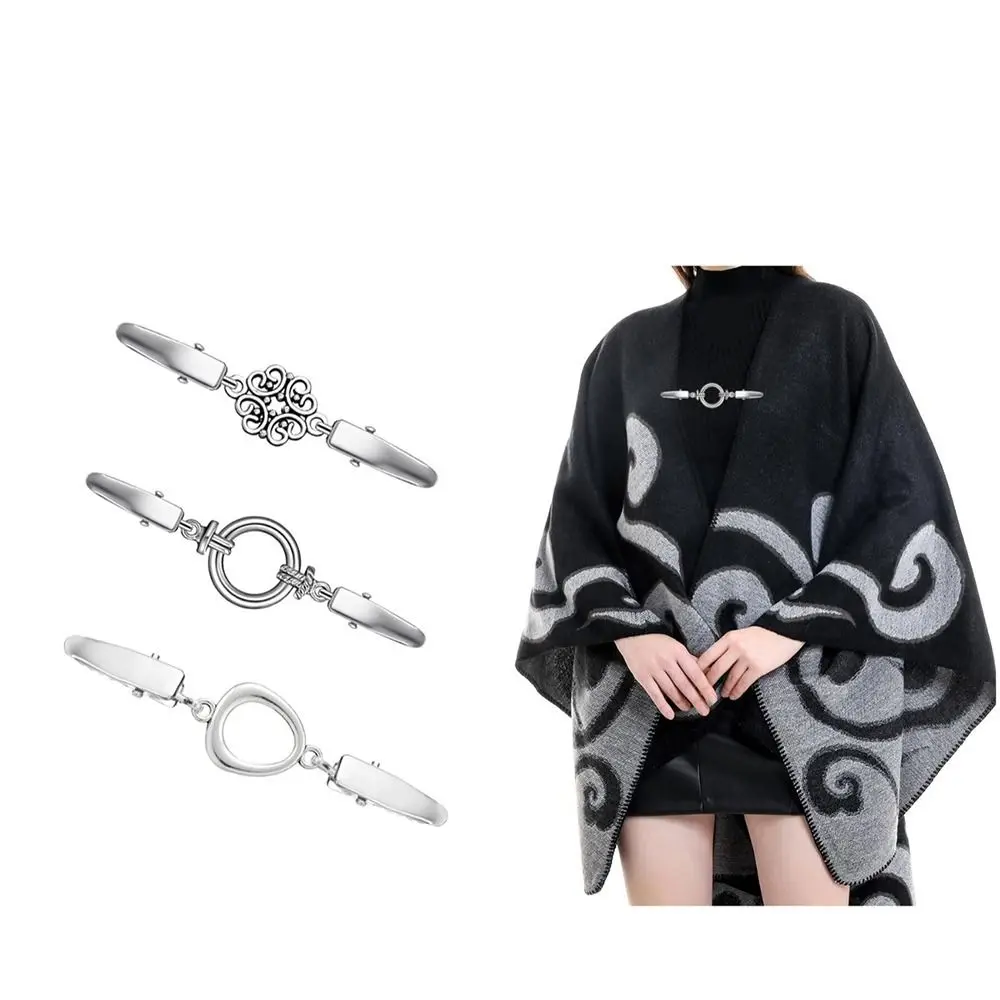 New Alloy Cardigan Clip Anti Slip Geometric Shawl Clip Buckle Cloak Buckle Men