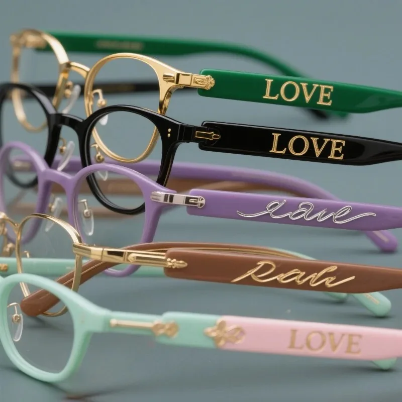 Glasses Engraved Logo Text Letter Logo Radium Engraved Logo Private Custom