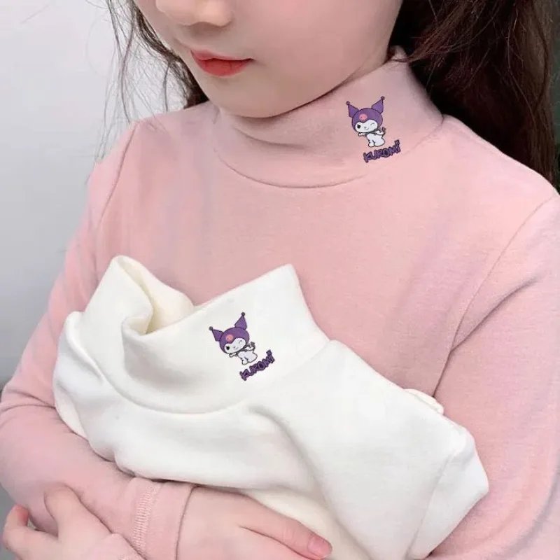 

Girly Heart Kawaii Sanrio Anime Kuromi Undercoat Hooded Autumn Winter Cute Cartoo Ins Fashion Shirt Clothing Gifts for Kids