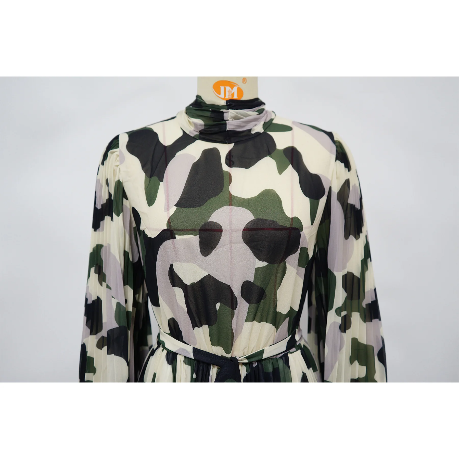 Senhoras africanas e do oriente médio roupas de outono cachecol colarinho vestido solto mulher batwing mangas elegante e chique vestido plissado