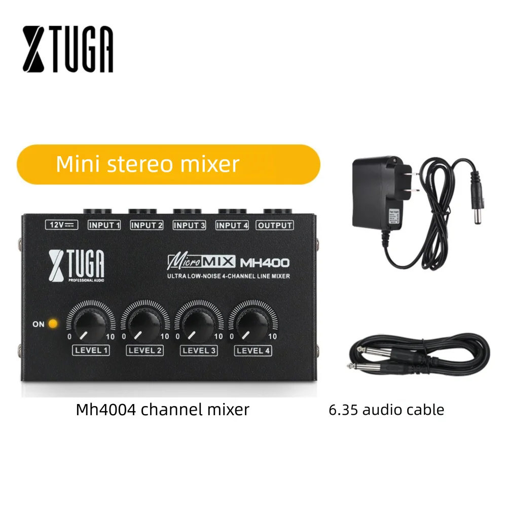 

XTUGA Mini Mixing Console 4-channel Mini Mixer Mobile Recording Soundcard MH400 Recording Mixing Console