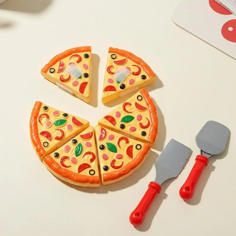 Pretend Play Pizza Cutting Toy for Kids Educational Plastic Kitchen Food Simulation Toy Set Creative Gift for Children