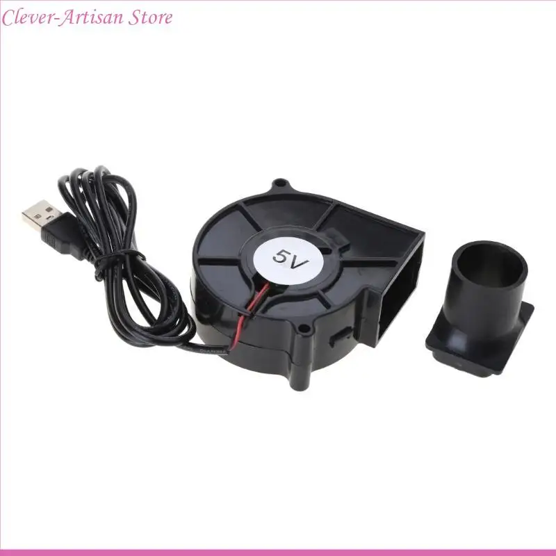 E06B 7530 BBQ Fan 3700RPM Air Blower 5V Barbecue Fan Air Blower Outdoor Camping Grill Cooking Tool