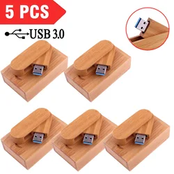 5PCS/Lot Free Custom Logo Wooden USB 3.0 Flash Drives 128GB Pen Drive 64GB Bamboo Memory Stick Creative Business Gift USB Stick