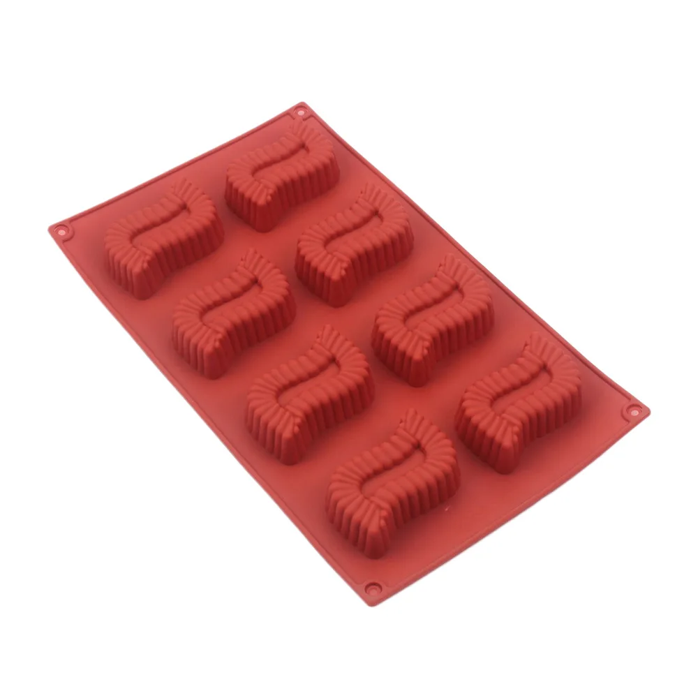Hot Selling 8 Hole Eyebrow Shape Silicone Chocolate Mold Mousse Pastry Jelly Macaron Cake Mold Wavy Biscuit Kitchen Baking Tools