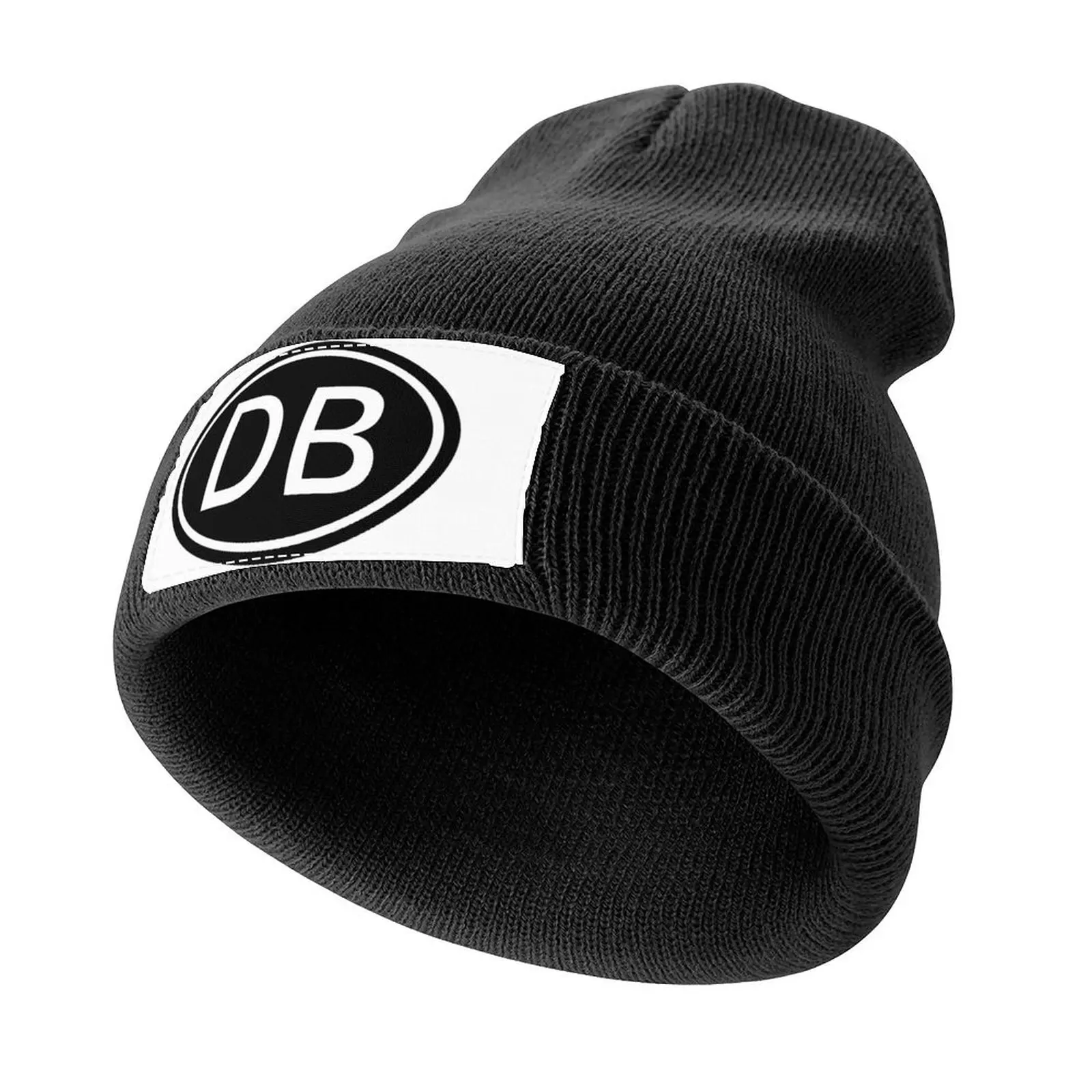 DB Initials Monogram Oval White Letters Knitted Cap Thermal Visor Trucker Hat Mens Women's