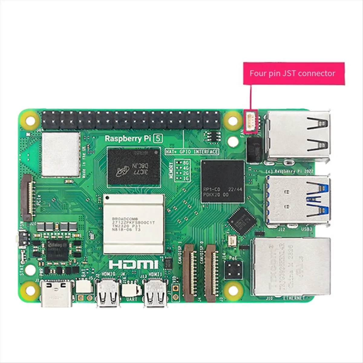 

Вентилятор охлаждения для Raspberry Pi 5, 4-контактный разъем JST, многофункциональный, специальный для 5-го поколения, 3007