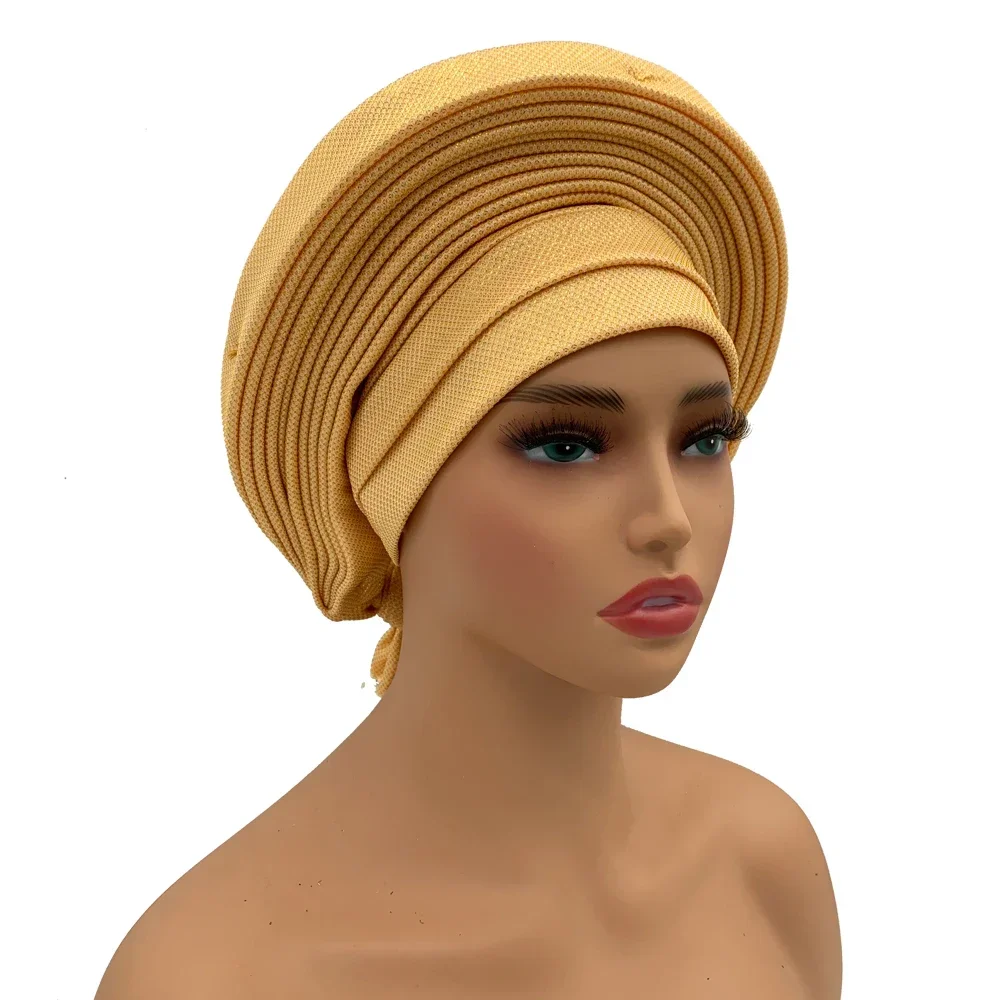 Ready to Wear African Headtie Diamonds Women's Auto Gele Nigeria Wedding Geles Muslim Turban Cap Islam Headgear Lady Head Wraps