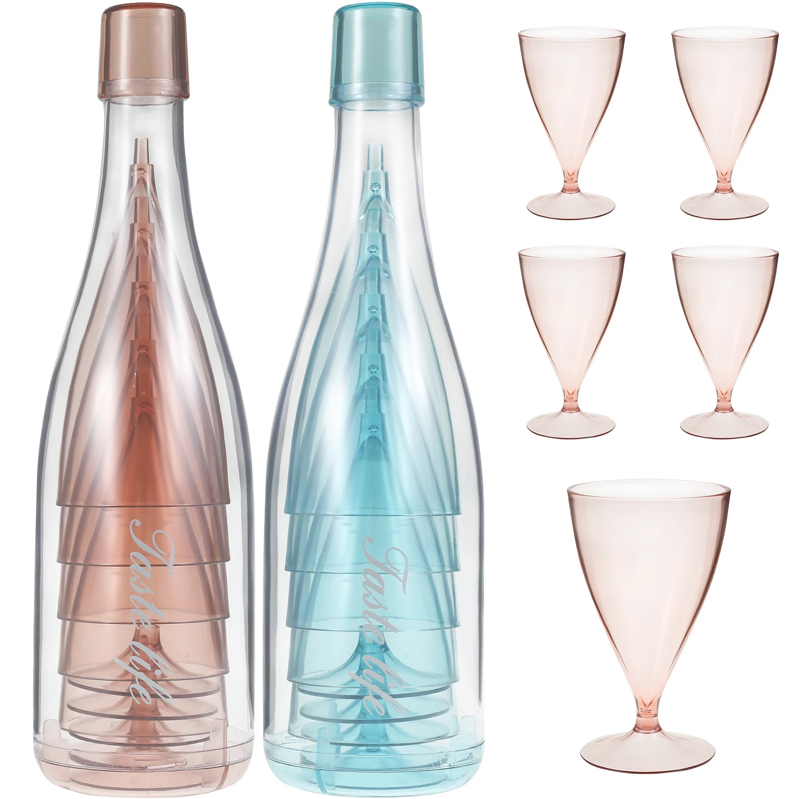 Set di bicchieri da Champagne impilabili da 5 pezzi flauti da vino in plastica riutilizzabili con bottiglia grande bicchieri da vino rosso trasparenti portatili leggeri