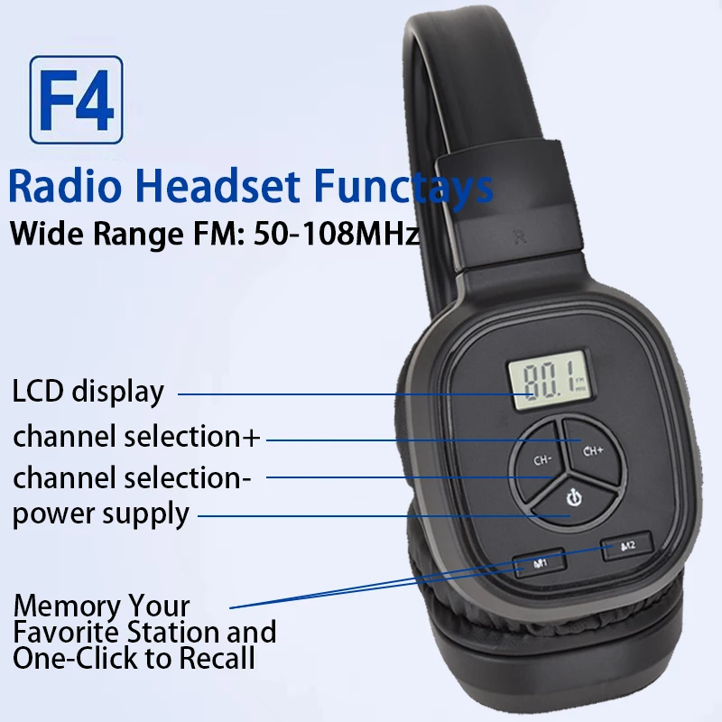 Eppfun Wireless FM Radio Headset, Rechargeable FM Radio Headset Receiver for Meetings, Daily Work, Teaching, Hiking and Jogging