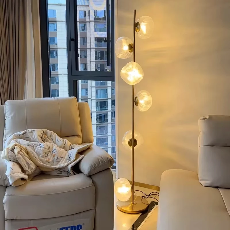 النمط الإيطالي الإبداعية الحمم الزجاجية مصباح أرضي LED غرفة المعيشة غرفة نوم السرير فيلا دراسة جو عمودي الفن أضواء قائمة #4