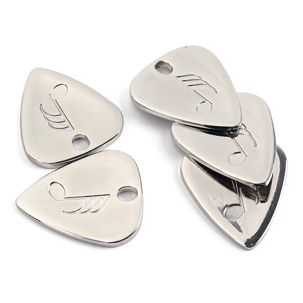

Alloy Guitar Picks Metal Plectrums Smooth Non-Slip For Acoustic Bass Classical Hole Design Easy Storage Decorative Mellow