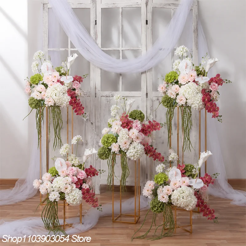 5D Grün-Weiße Künstliche Hortensien-, Orchideen- und Pfingstrosen-Blumenarrangements für Hochzeits-Hintergrund-Dekoration, Tischdekoration, Bühnen- und Boden-Dekoration, Event-Requisiten – Detail 3