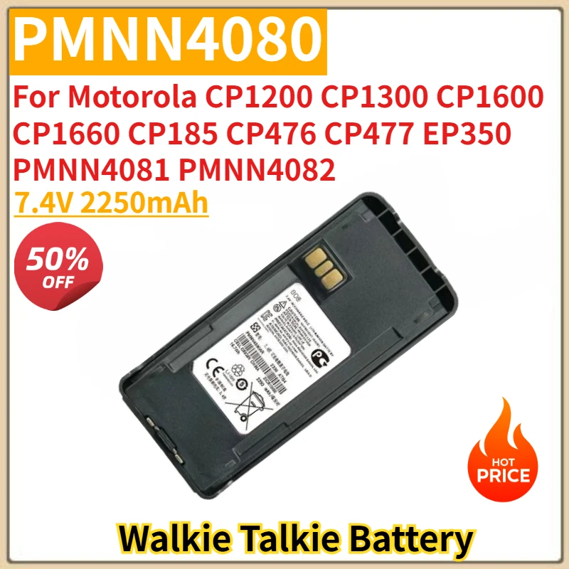 PMNN4080 High Quality Walkie Talkie Battery 7.4V 2250mAh for Motorola CP1660 CP185 CP476 CP1200 CP1300 CP1600 PMNN4081 PMNN4082