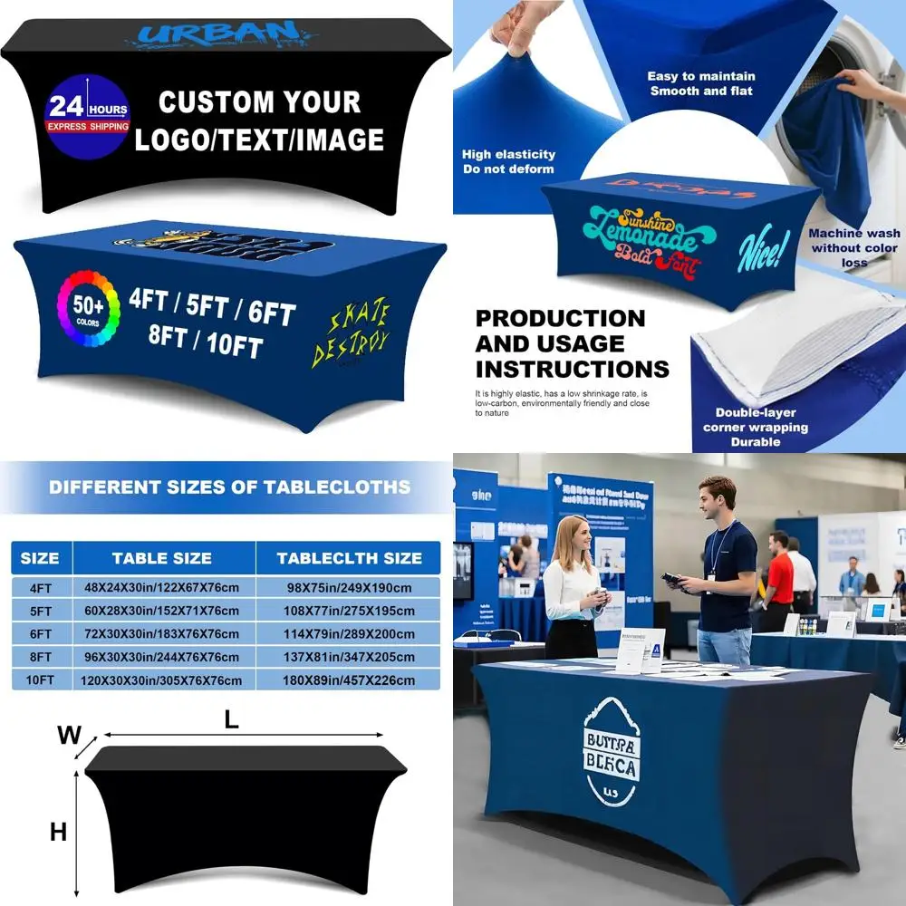 

Personalized Business Table Covers with Logo - 4FT to 10FT Sizes for Professional Events