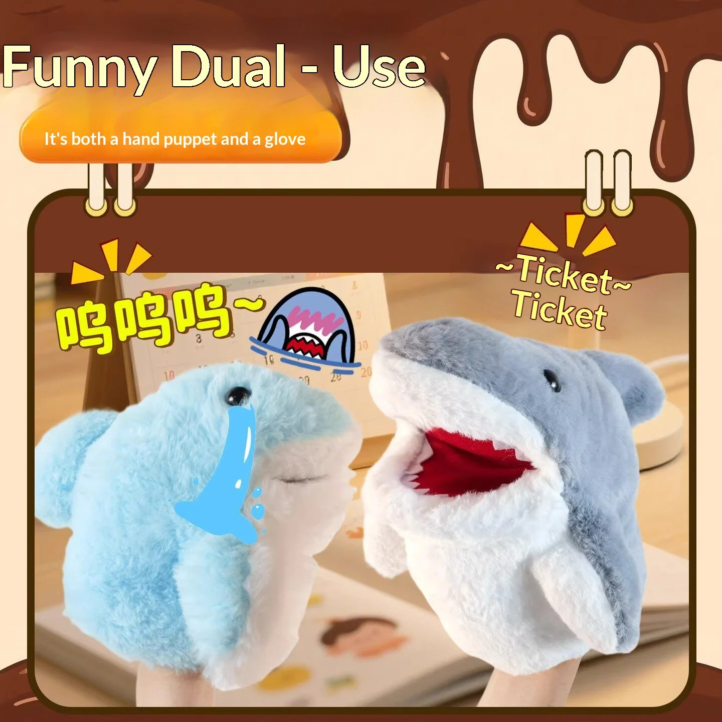 Shark Hand Puppet Plush Shark Arm Glove Toy Funny Interactive Stuffed Doll Kids Birthday Gift Couple Prank Game Student Play Dec view 3