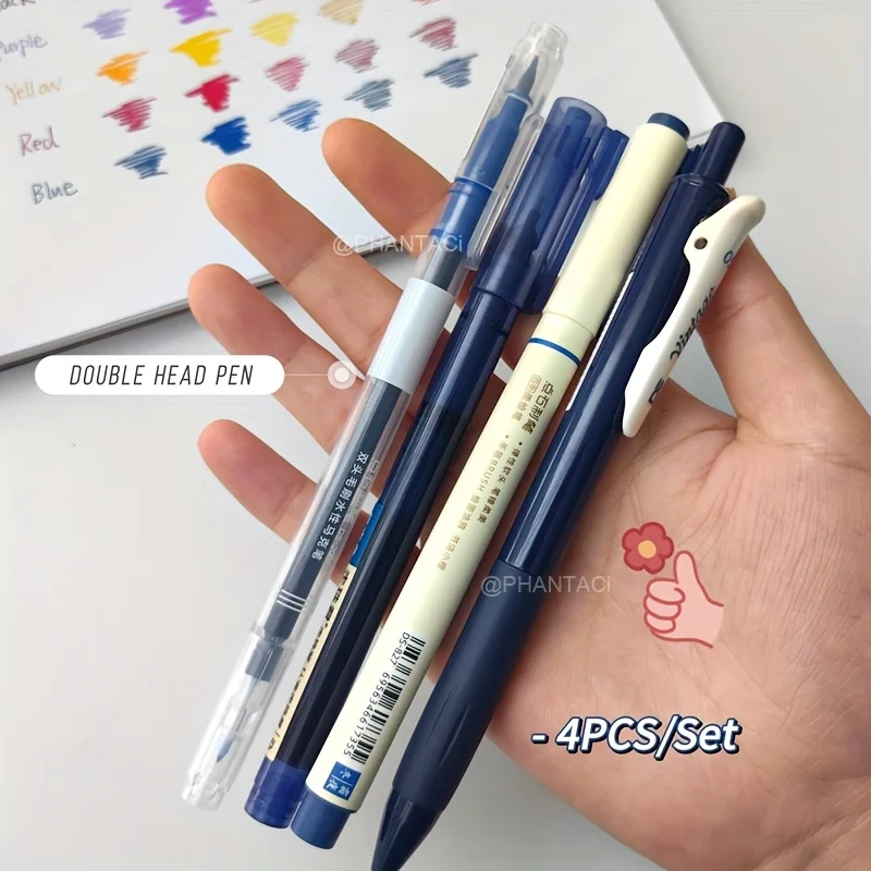 4-teiliges Set farbiger Kalligrafiepinsel mit weicher Spitze, Retro-Farbpinselstifte mit mehreren Spitzentypen, 0,5 mm, für feine Linienzeichnungen, A7981 – Detail 4