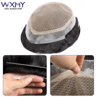 Peluca de peluquín para hombre Australia-dobles capas de encaje PU Base prótesis de cabello masculino sistema de reemplazo de cabello humano prótesis capilar para hombres