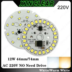 10 szt. Panel świetlny LED 12W ciepły biały AC 220V zintegrowany sterownik IC średnica 44mm 74mm płytka drukowana SMD 2835 Chip dla majsterkowiczów żarówka Downlight