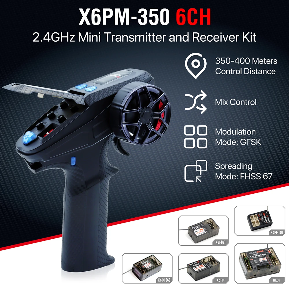 DUMBORC X6PM-350 Kit trasmettitore e ricevitore RC BL3F/X6FG/X6FP/X4FMG 2.4GHZ 6CH RC Gyro