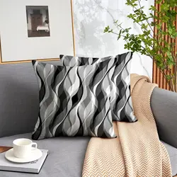 Black and White Grey Throw Pillow Covers Modern Geometric Lines Cushion Covers for Living Room Sofa Accent Home Decor