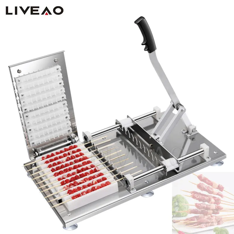 10ปฏักเครื่องนำกลับมาใช้ใหม่ได้เครื่องสตริงเนื้อแกะเคบับเสียบไม้ย่างเนื้อสำหรับบาร์บีคิวบาร์บีคิว