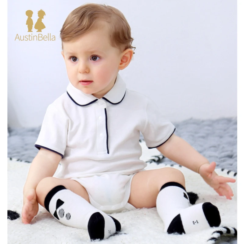AustinBella Wholesale Baby Boy Summer Clothes Clothing for Babies Newborn Toddler Short Sleeve Romper Jumpsuit Cotton Bodysuit