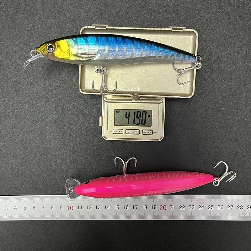 140 millimetri 41g Grande Galleggiante Minnow Esche Da Pesca Laser Esche Artificiali Acqua Salata Coulée Lunga Traina Wobblers UV Jerkbait