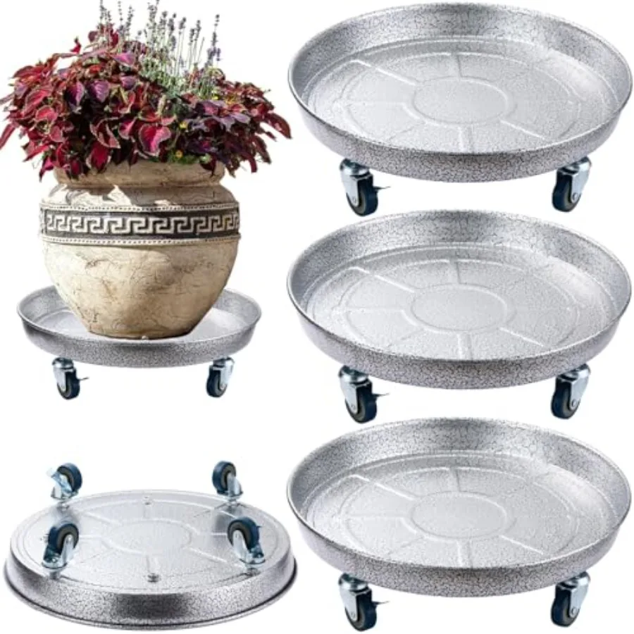 

Набор из 3-х металлических подставок для растений на колесах, 13 дюймов, большие передвижные подставки для растений, сверхпрочные железные тележки на колесиках для использования в помещении и на улице
